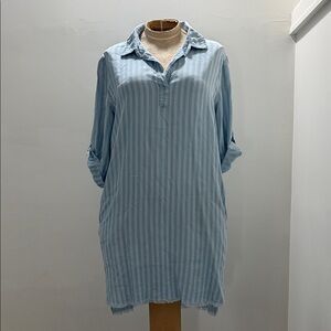 Blue Striped Shirt Dress